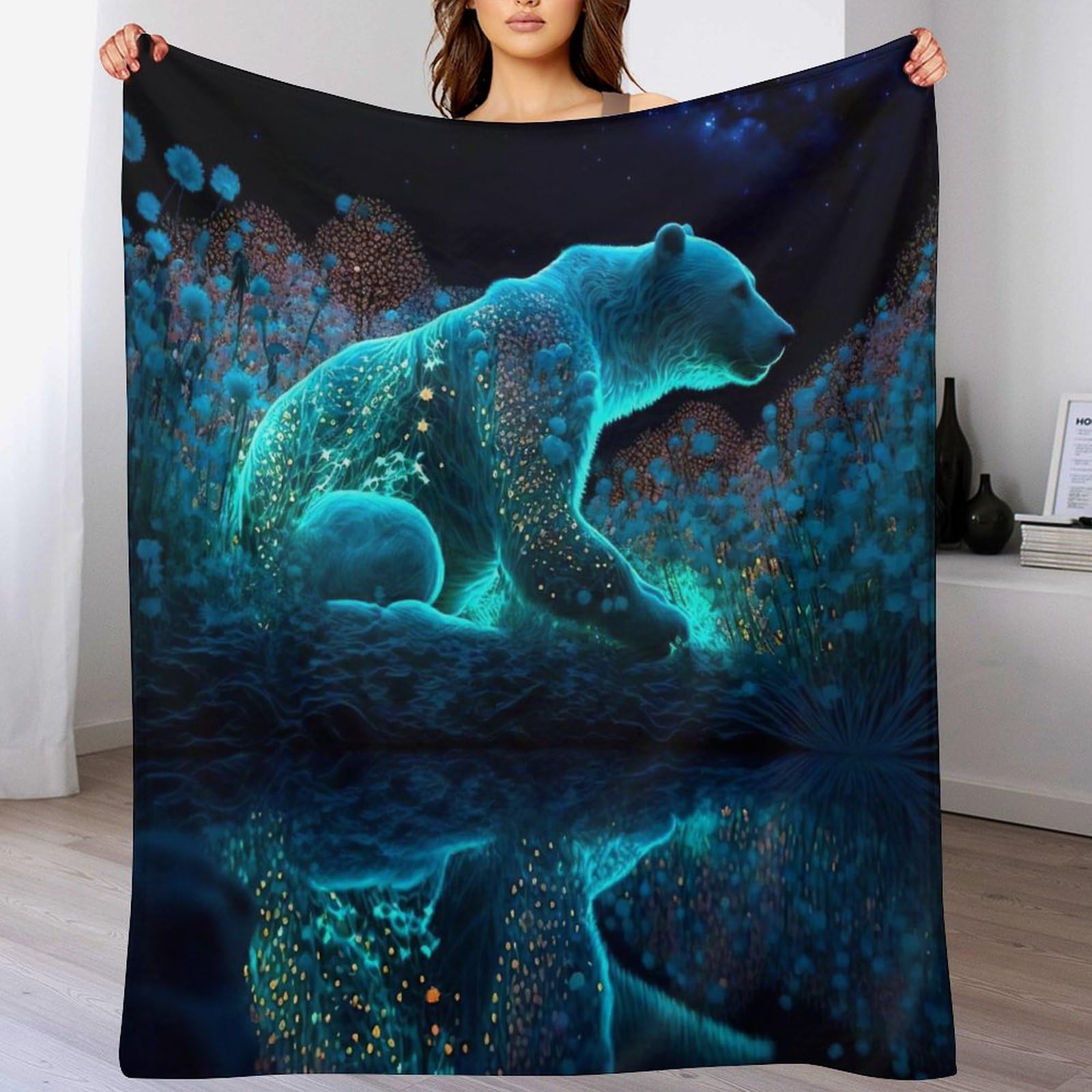 Couverture en flanelle ours polaire plaid chaud et doux lit canapé 130x180cm