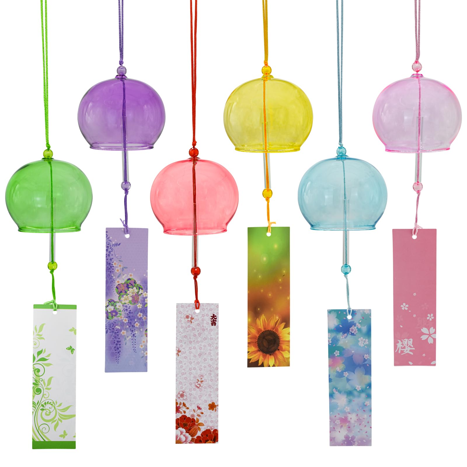 Wind Chimes, Glass, Set of 6