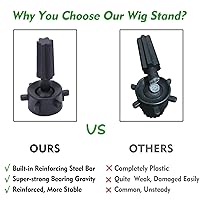 Vista 28 de Klvied Soporte reforzado para peluca, trípode y cabeza de maniquí, soporte ajustable para entrenamiento de peluquería cosmetología con T con gorras