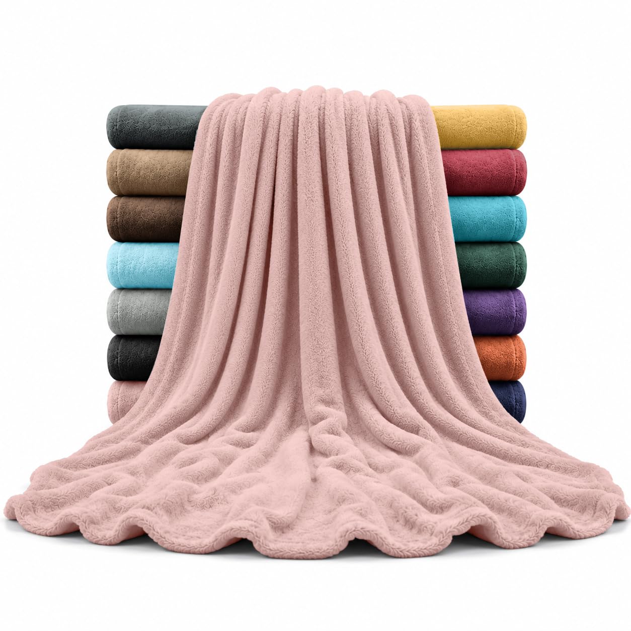 AMEHA Fleece Blanket Super Soft Throws for Sofa Large Fluffy Blankets for Bed and Couch Warm Cozy Throw for Adults, Queen Size, Pink 200cm X 240cm