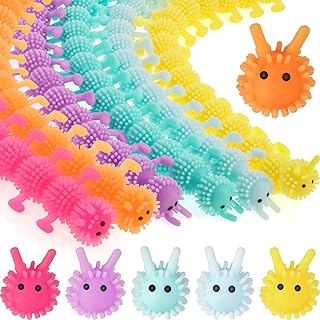 24 Pcs Caterpillar Fidget Worm Stretchy Strings Toy Caterpillar Worms Fidget Squishy Sensory Toy for Kids and Adults with Anxiety Stress, ADD, ADHD or Autism, Relaxing Toys(9.84 Inch, Worm)