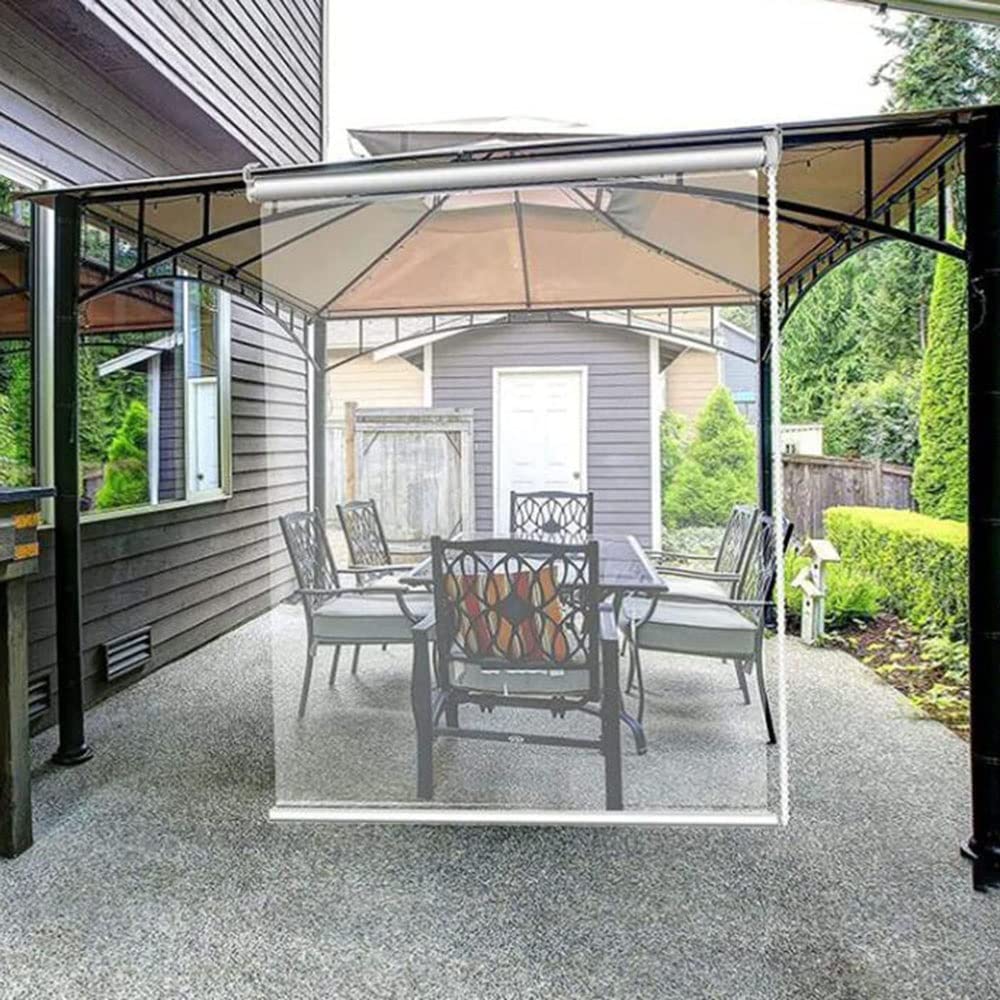 XIAOLIN Wodoodporna roleta wodoodporna pergola na zewnątrz tarasy zasłona działowa drzwi dostosowywana, grubość 0,5 mm (kolor: Przezroczysta, rozmiar: 150 x 140 cm / 59 x 55)