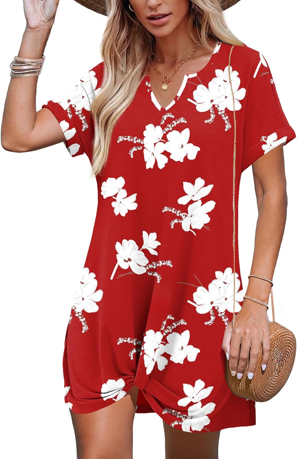 RUMIA Summer Dresses for Women Eyelet Casual Dresses Short Sleeve Twisted Coverup Beach Vacation Clothes - Image 3