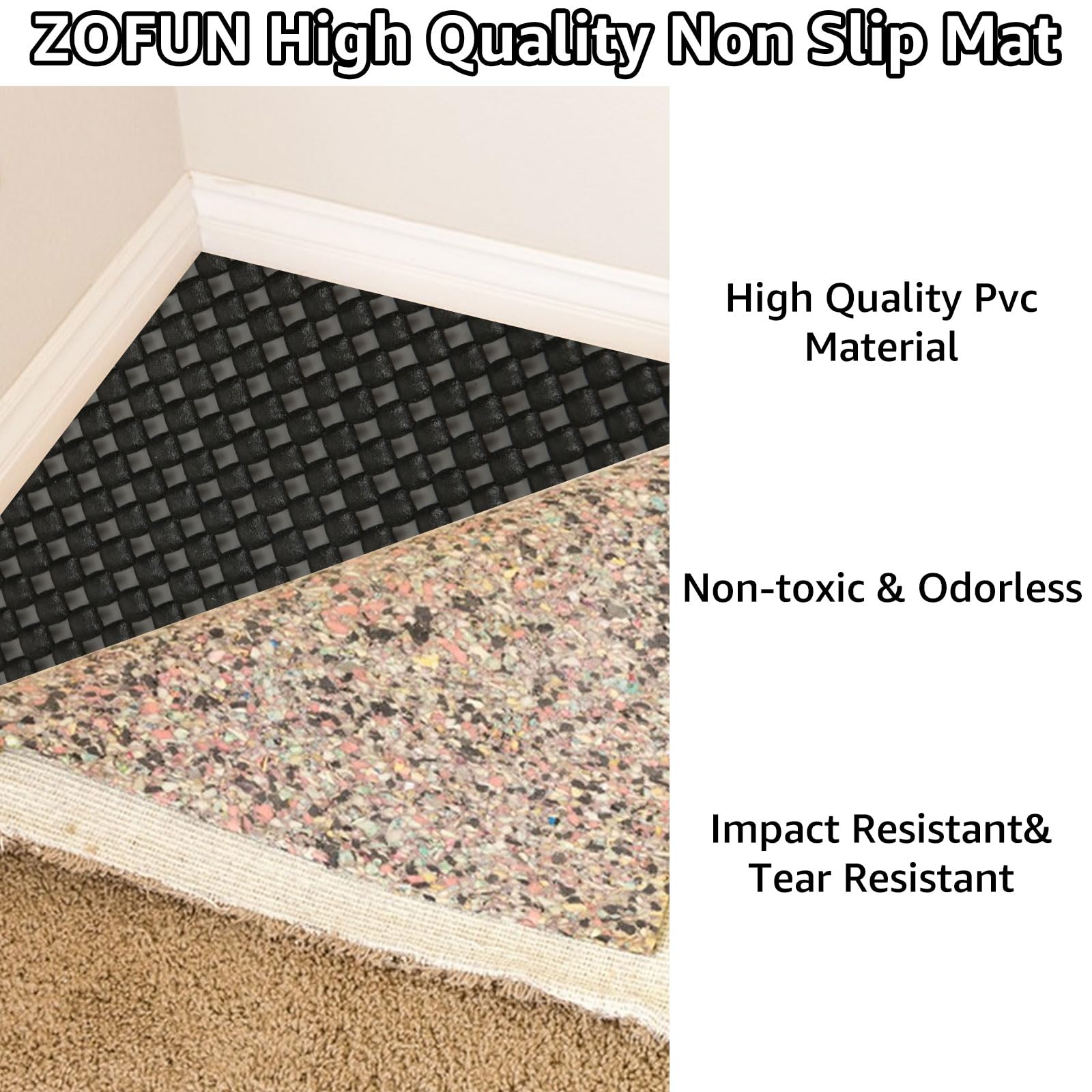 ZOFUN 10 M/32.8 Ft Non Slip Matting Roll 35mm, 40 cm Wide Non Slip Mat Easy to Cut, PVC Anti Slip Mat with Hollow Design - Image 3