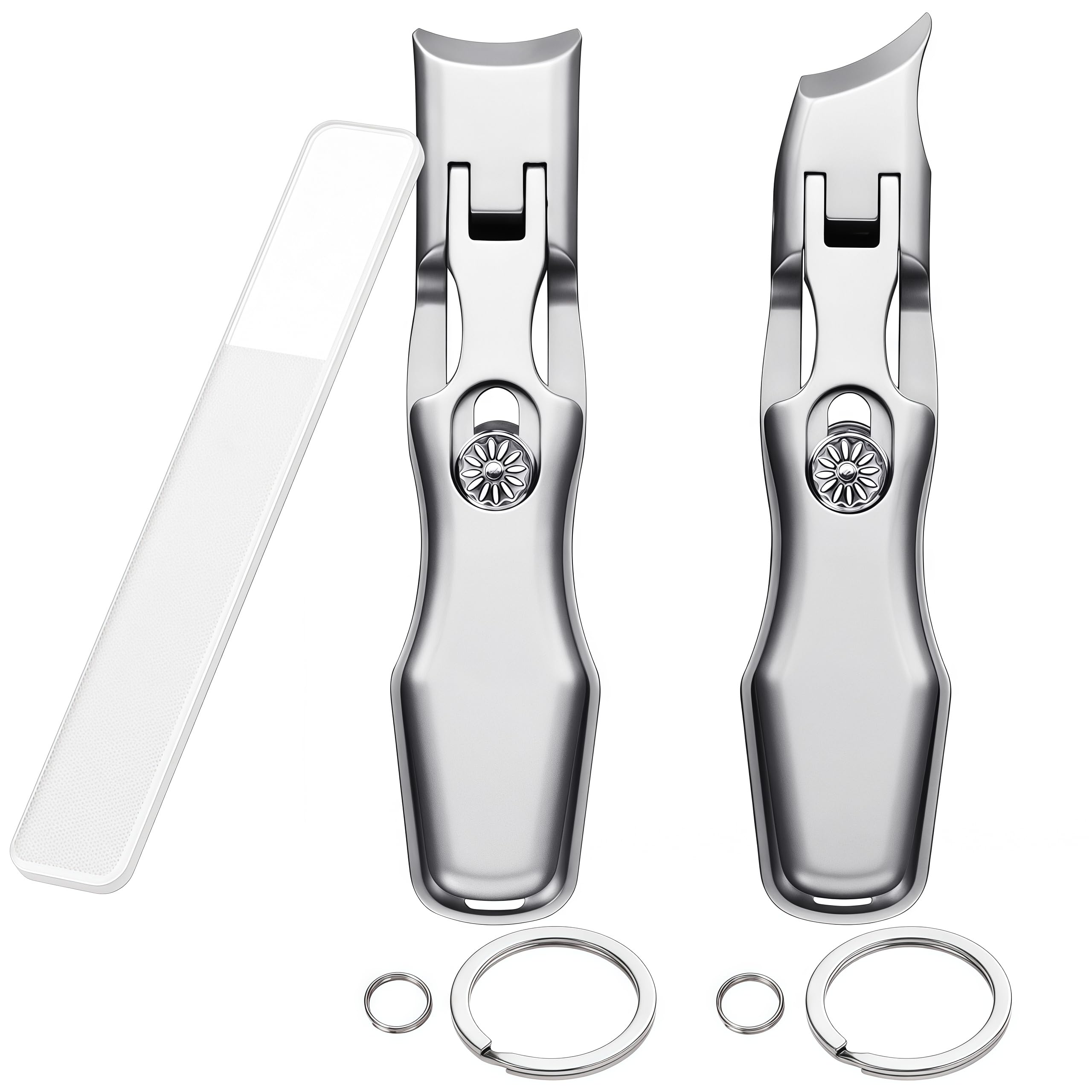 XGIZMOO Nail Clippers for Men Thick Nails,Large Wide Jaw Opening Toe Nail Clippers for Seniors,Long Handle Catcher Heavy Duty Stainless Steel Portable