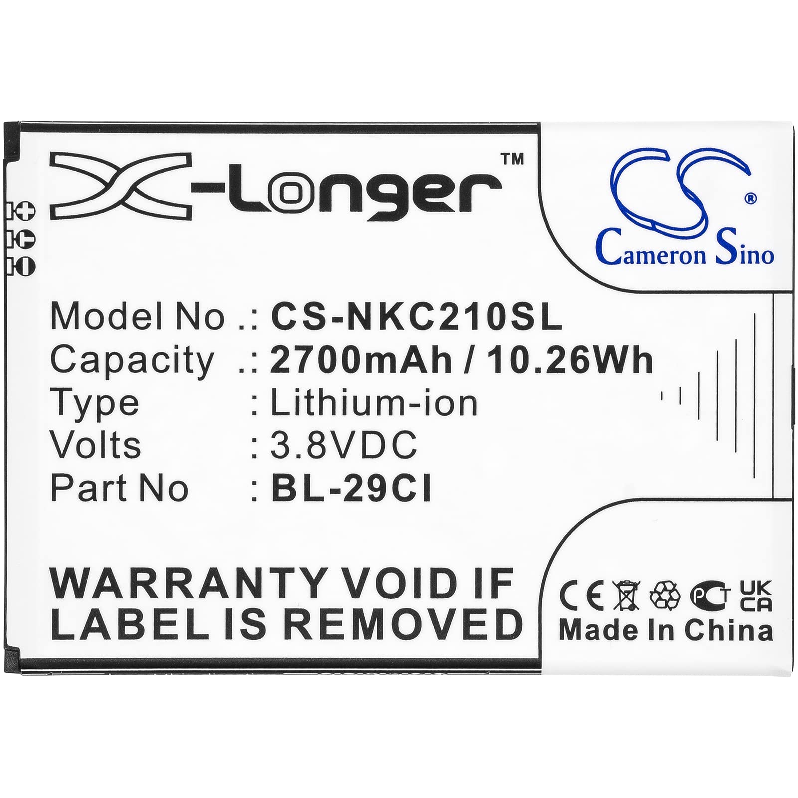 Batteria TECHTEK 2700mAh Per Nokia C10, C20, C21 - Sostituisce BL-29CI E BL-29CL