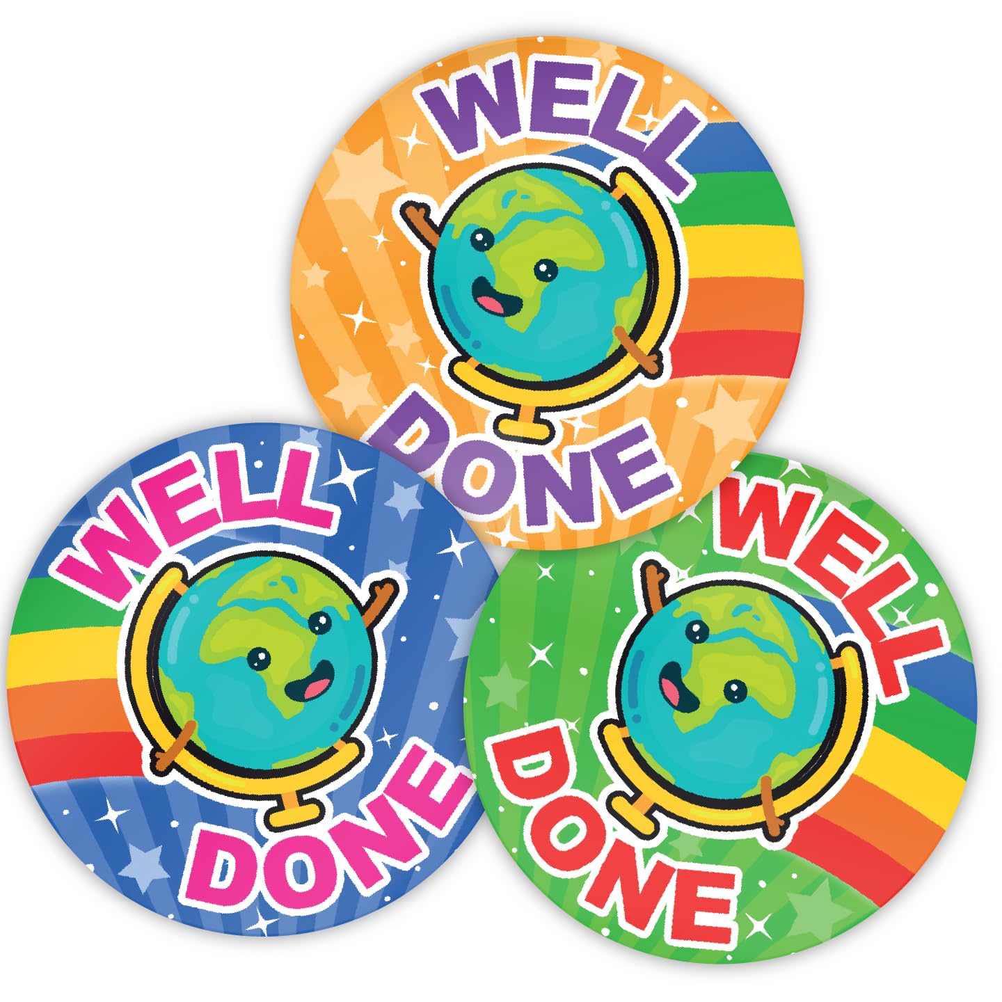 Stone Melon School Reward Stickers 144 Well Done Geography Globe Stickers 30Mm Round Awards Nursery Teachers Parents Children Kids