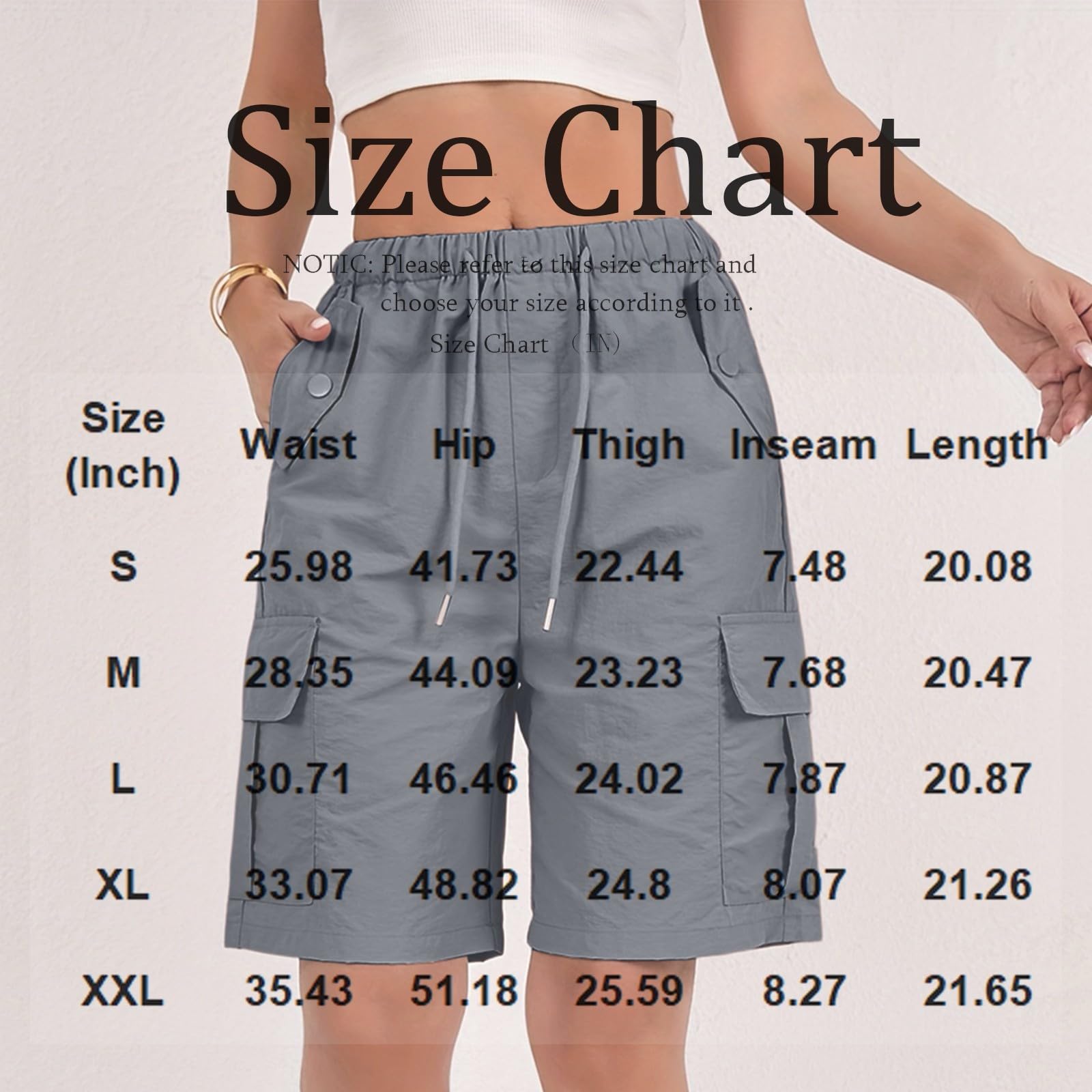 Womens Cargo Shorts Plus Size Waterproof Lightweight Bermuda Shorts with Pockets Knee Length Ripstop Hiking Short Cargo Bermuda Short for Women Relaxed Fit High Waisted Pants Tactical Pants