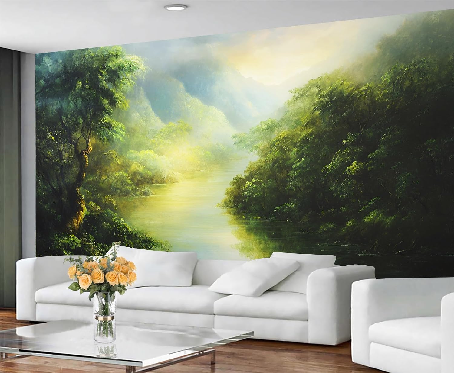 Forest Wallpaper, Nature Wallpaper for Bedroom, Park Landscape Mural & Home Decor, 3D Wall Murals for Living Room 78" x 55" (Not Peel and Stick)