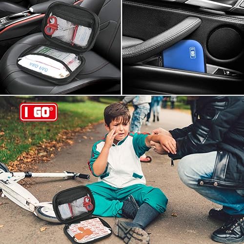 Miniatura 7 de I GO Kit de primeros auxilios compacto de 85 piezas, pequeño kit de supervivencia de emergencia personal para viajes, senderismo, camping,