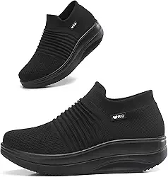 Mocassins plataforma para mulheres confortáveis | Tênis feminino sem cadarço leve | Sapatos femininos de caminhada que trabalham longas horas | Parte inferior grossa de balanço