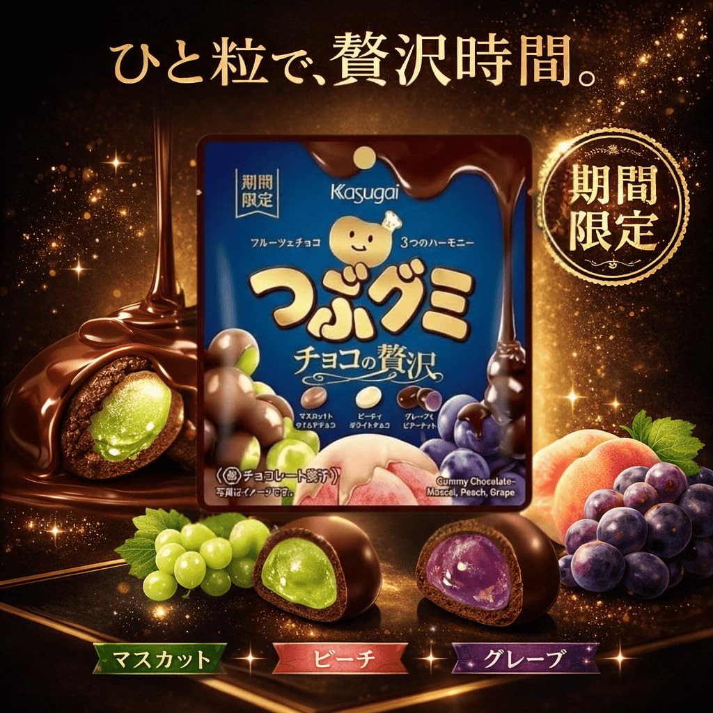Amazon | 【期間限定】つぶグミチョコの贅沢50g×4袋 フルーツグミ