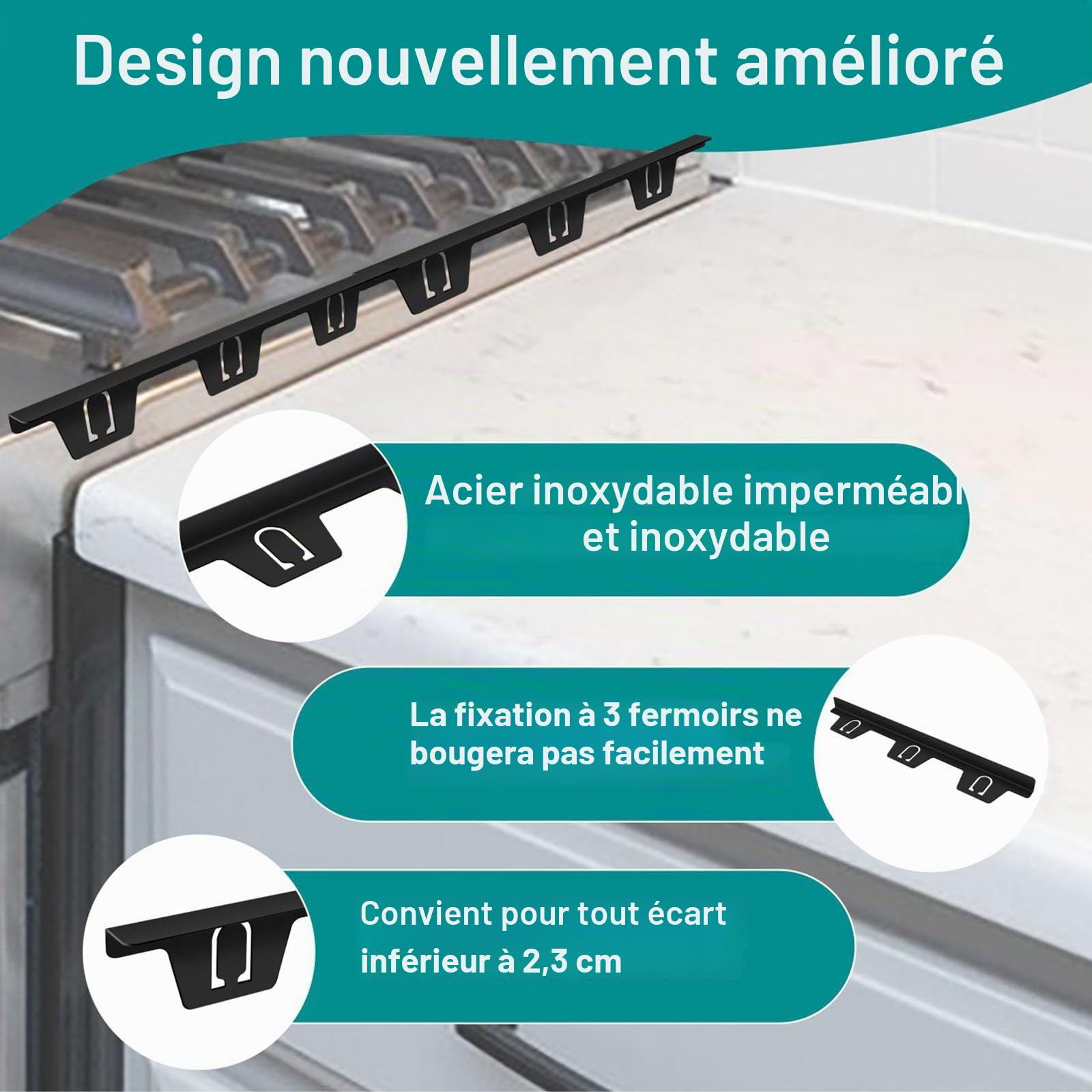 4 Pcs de couvertures de trou de cuisinière en acier inoxydable, couverture de trou de cuisinière de comptoir de cuisine, couverture de trou de comptoir de cuisinière, remplisseur de trou de