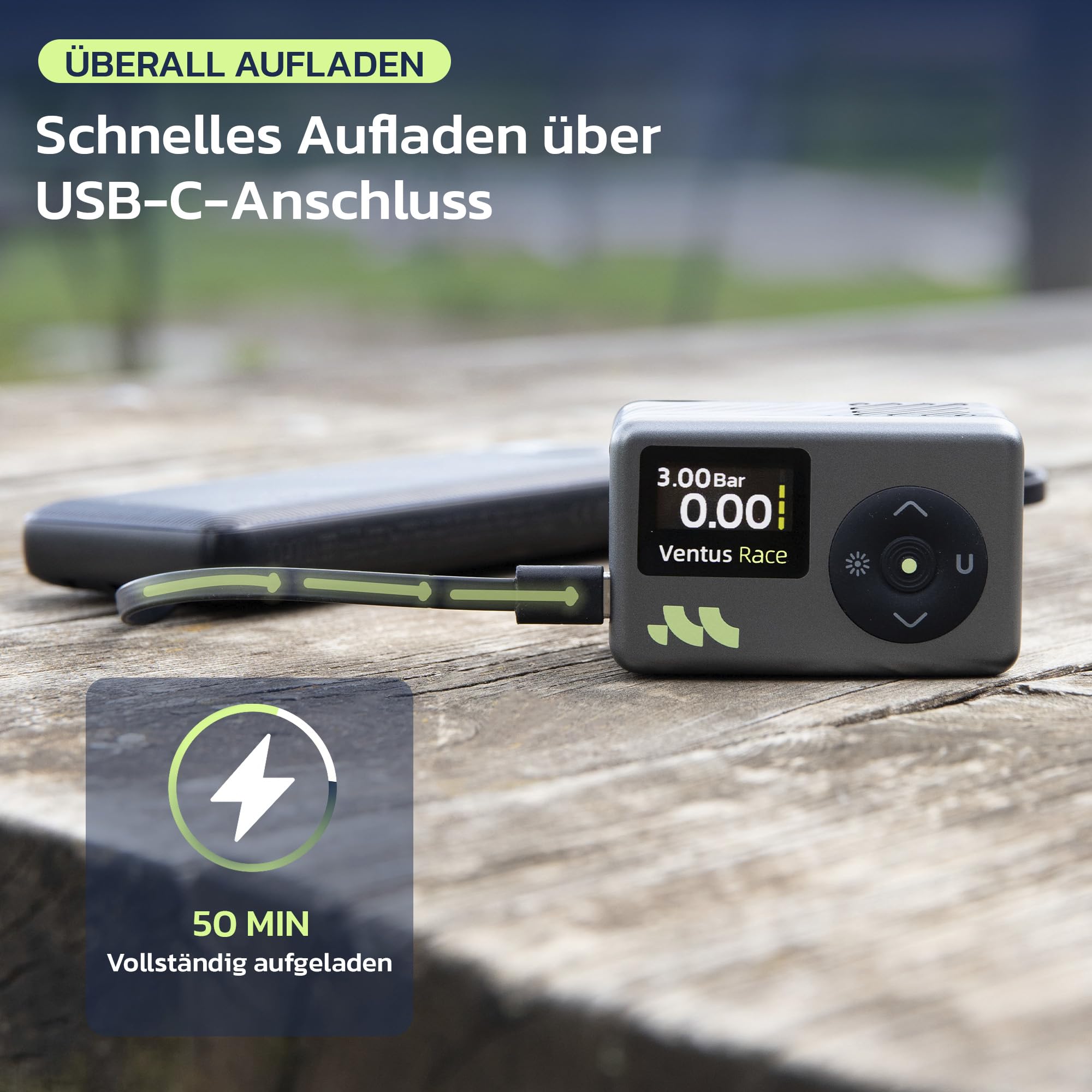 Woowind Fahrradpumpe, Elektrische Fahrradpumpe, Luftpumpe Fahrrad, 50 Sek. schnelles Aufpumpen, 120PSI/8.27Bar, Presta- und Schrader-Ventil für alle Fahrräder, Mini Kompressor Fahrrad mit LED-Licht