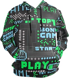 ZZKKO Abstract Pixel Game Hoodie for Pullover Long Sleeves Thin Workout Sweatshirts
