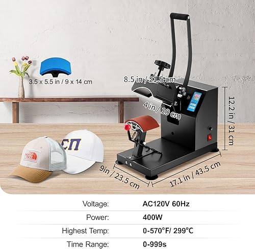 Vista 7 de Happybuy prensa de calor para decorar sombreros y demás. Negro