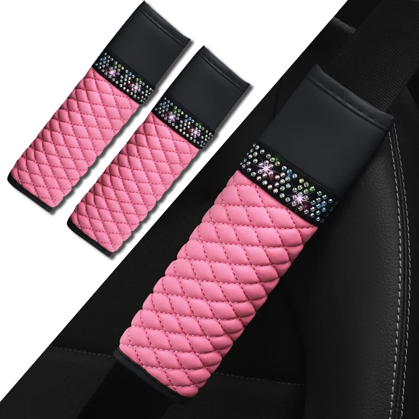 Piburth 2PCS Car Seat Belt Cover, Breathable Leather Shoulder Pads Protect Your Neck, Harness Pads Strap for a More Comfortable Driving, Car