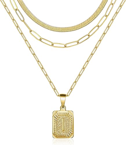 Collares de oro con inicial de regalo para mujer, chapado en oro de 18 quilates, delicado collar de cadena de eslabones con clip, collares de oro