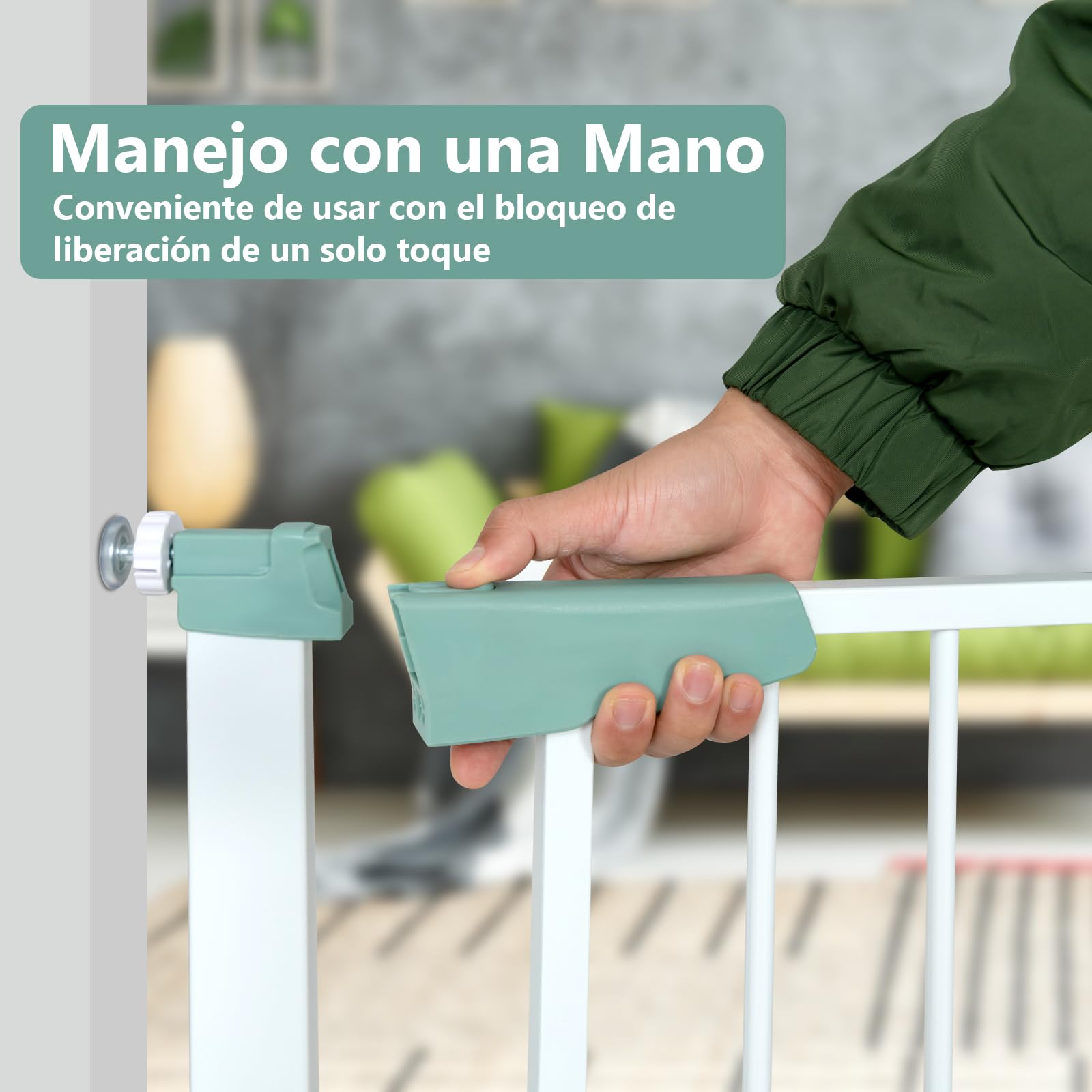 COSTWAY Barrera de Seguridad Niños 80-132cm, Puerta de Seguridad para Bebés con Extensiones y Kits de Montaje, Valla de Seguridad Infantil con Cierre Automático a Presión para Bebés