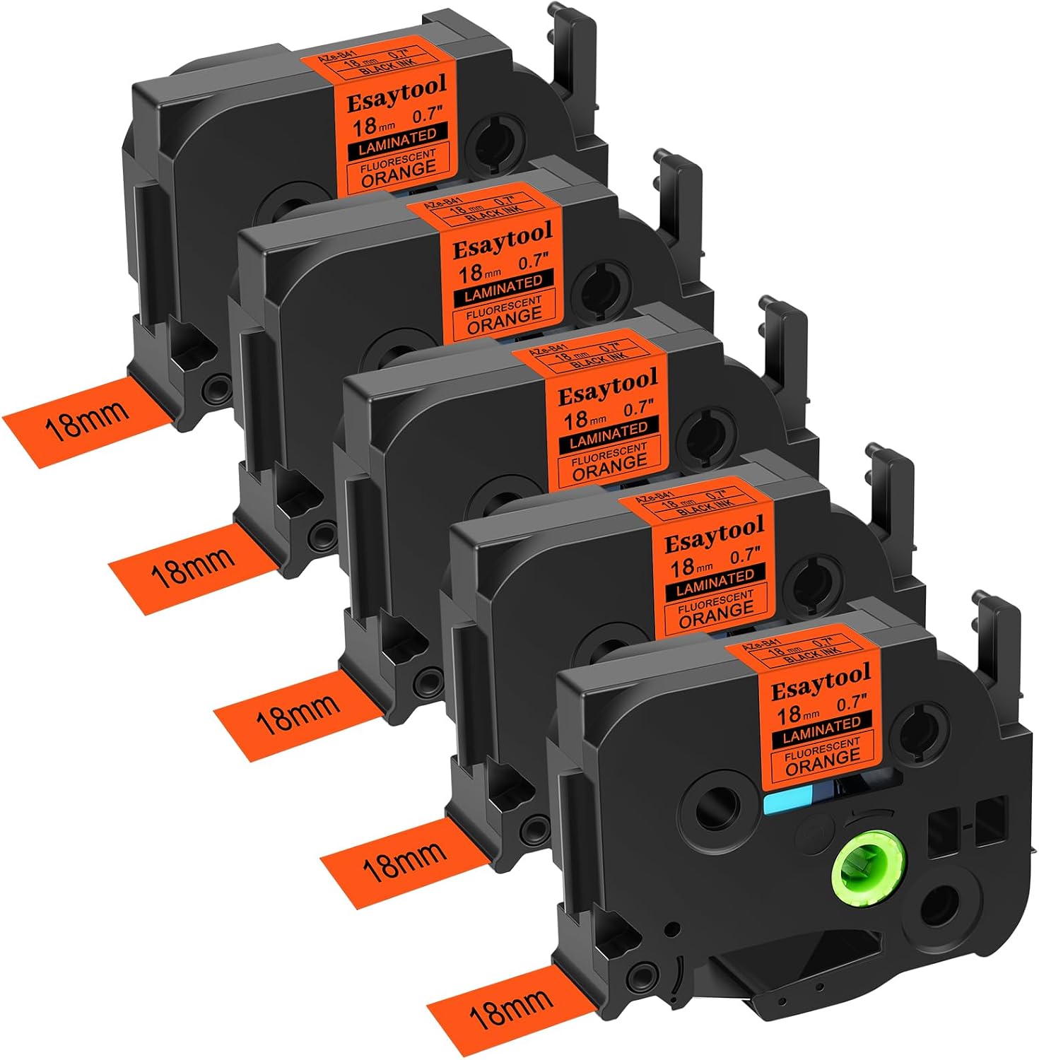 5 Pack Esaytool Replacement for P-Touch TZe-D31 TZeD31 TZD31 Black on Green Fluorescent Laminated Label Tape 12mm 0.47 inch x 16.4feet for PTH110 PTD210 PTD600 PT-P710BT PTD400AD PT-D450 Label Maker