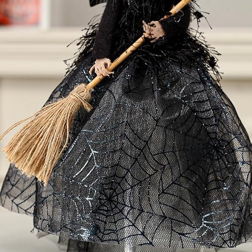 Decorações De Halloween, Ornamento De Bruxa Halloween Bruxa Árvore Topper Decoração Bruxa Com Teia D