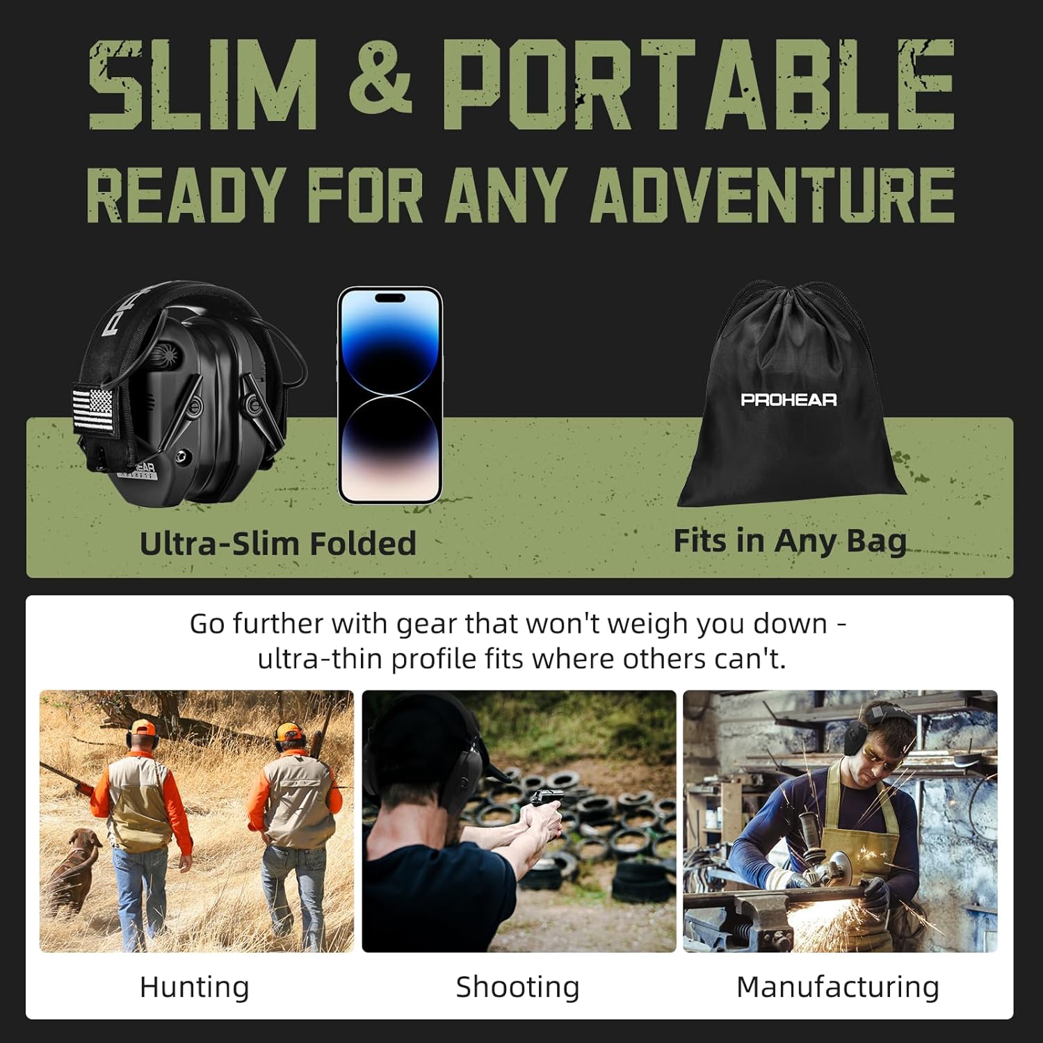 PROHEAR 022 Upgraded Electronic Shooting Earmuffs with Gel Cooling Ear Cushions - 29dB SNR Noise Reduction for Hunting & Gun Range, 5X Sound Amplification, 4 Omnidirectional Mics, HD Speakers,Black - Image 7