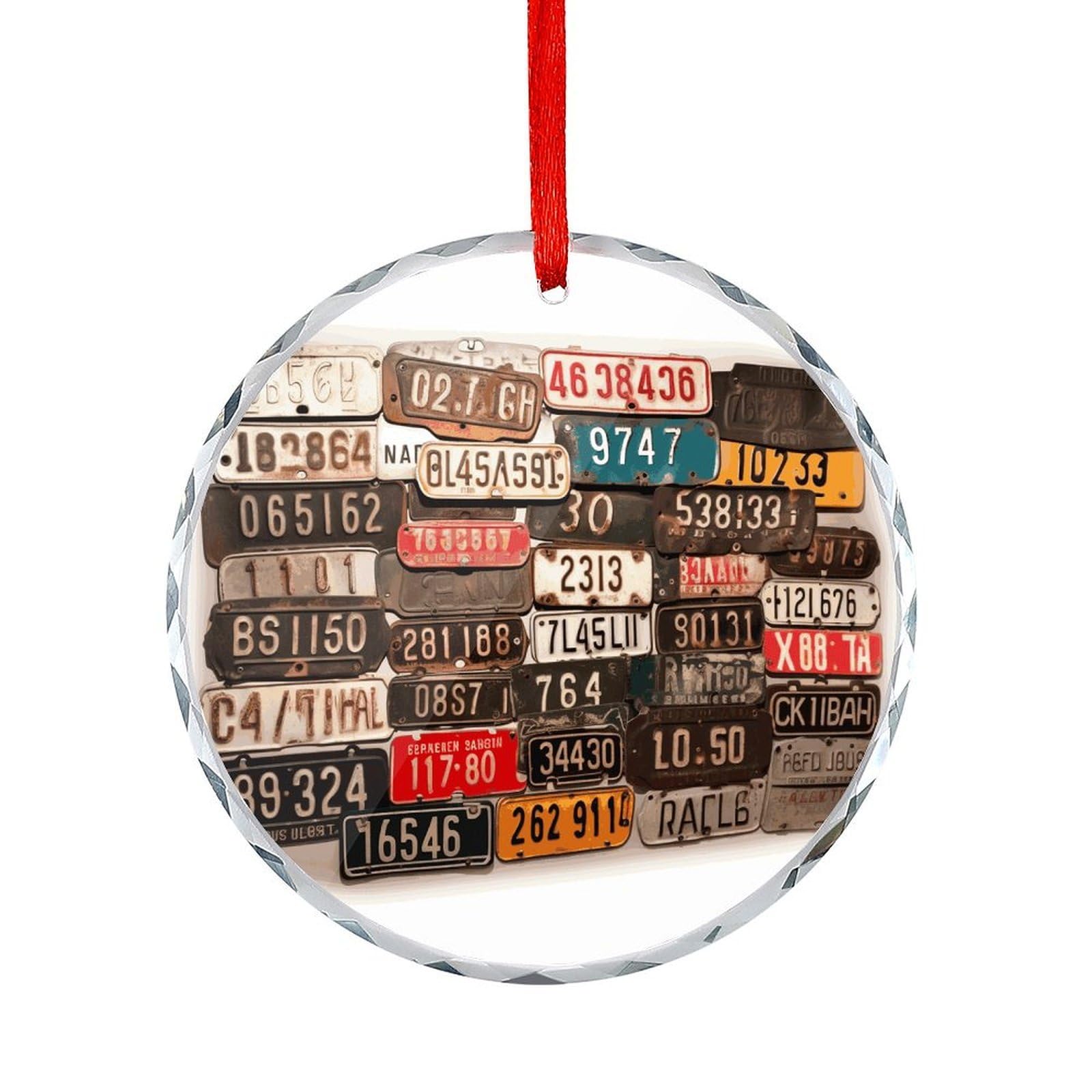 Btcowzrv Style Old License Plate Round Ornament Hanging Pendant Decor