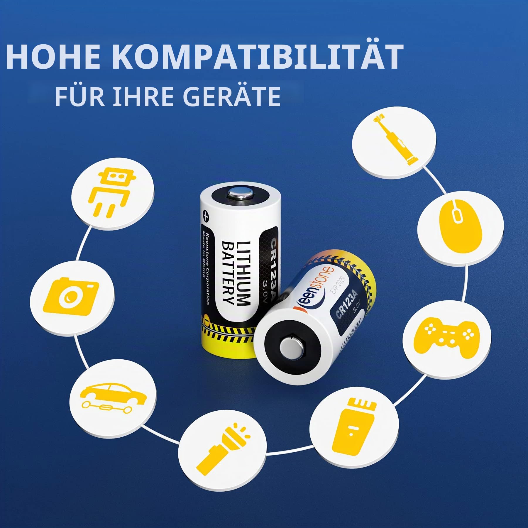 Keenstone CR123A 3V Lithium, 1600 mAh 18 Stück Batterie CR123A für Taschenlampe, Digitalkamera, Camcorder, Spielzeug, Taschenlampe 【Nicht für Arlo】