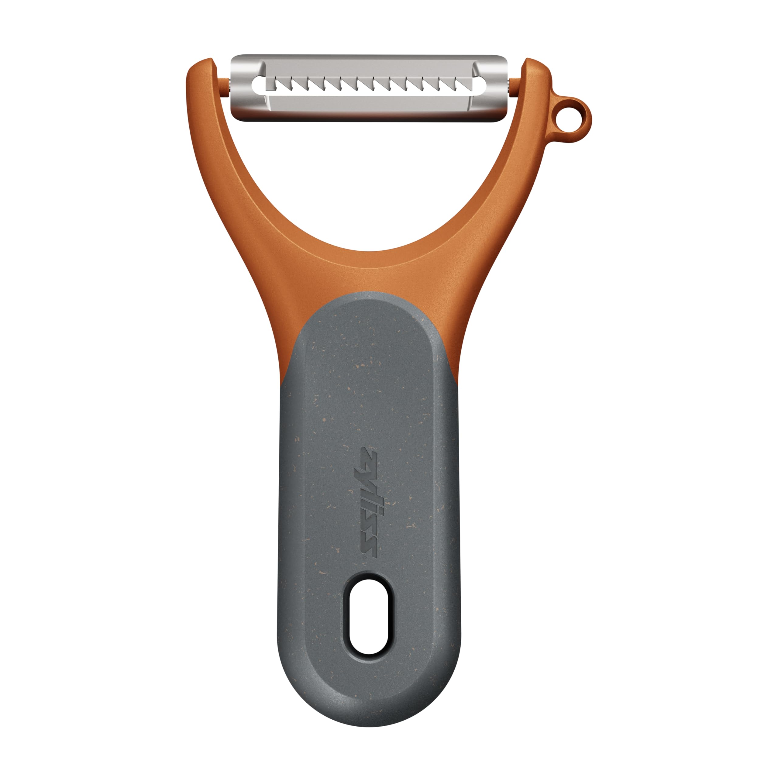 Zyliss Julienne Peeler, Extra Sharp Fruit/Vegetable Peeler with Sustainable Wheat Straw Comfy Grip, Cover for Safety, Stainless Steel, Dishwasher Safe