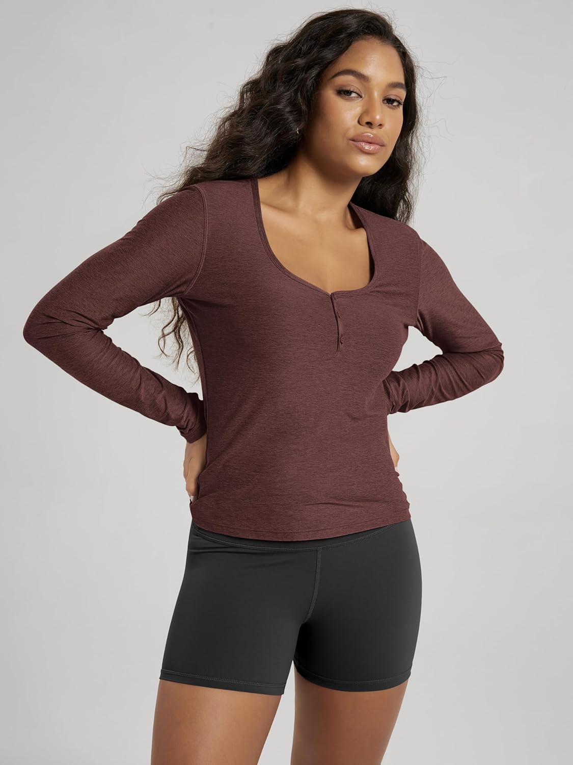 ODODOS Women's Long Sleeve Henley T-Shirt – Ultra Soft odSTRATUM Tech Tee, UPF 50+ Button V-Neck Top - Image 3