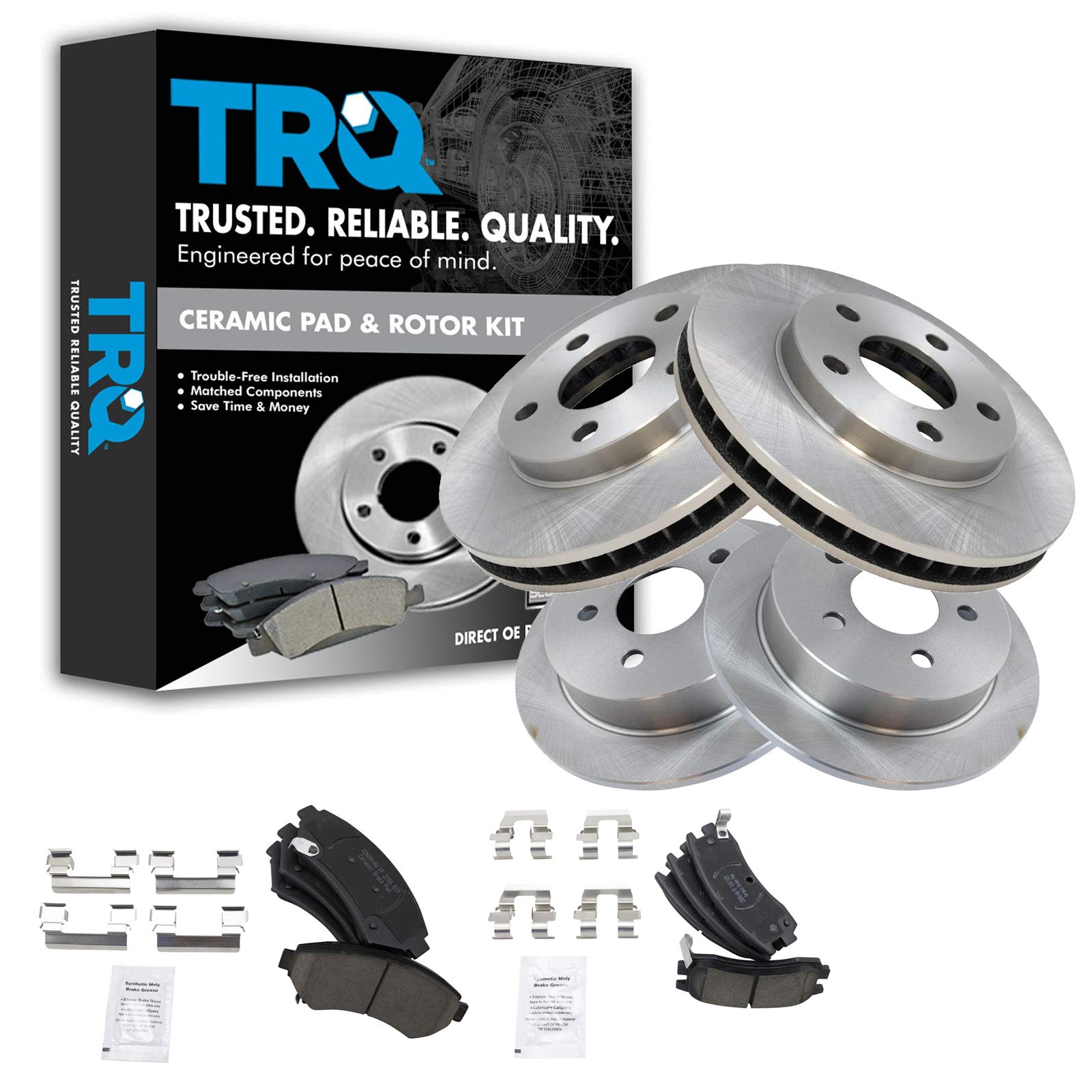 Front & Rear Ceramic Brake Pads & Rotors Kit Set Compatible with Chevy Venture