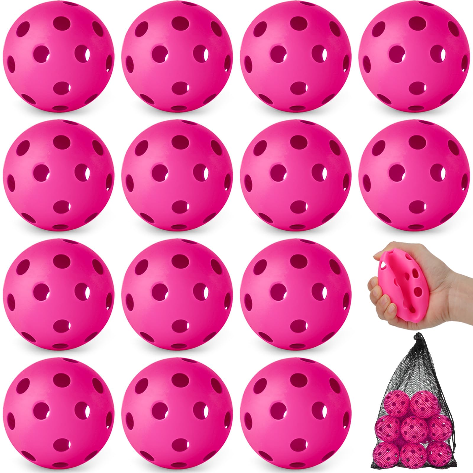 Coopay 14/48 Pack Practice Baseball Softball, Plastic Training Balls Lightweight Hollow Limited Flight Softballs for Hitting, Pitching, Batting Training Indoor Outdoor Use