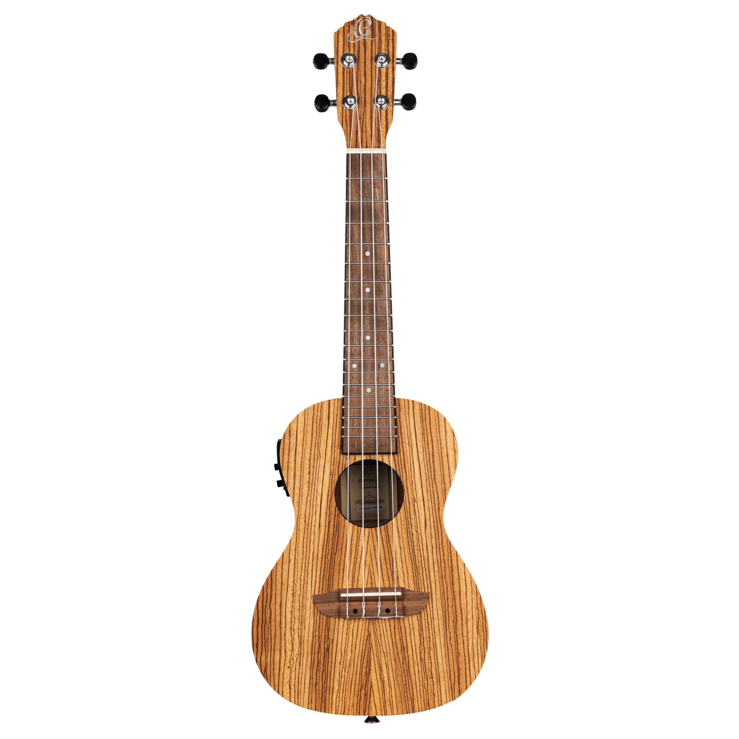 Ortega Guitars Konzert Ukulele Elektro-Akustisch – Timber Series – Inklusive Gigbag – Zebrano, Natur (RFU11ZE)