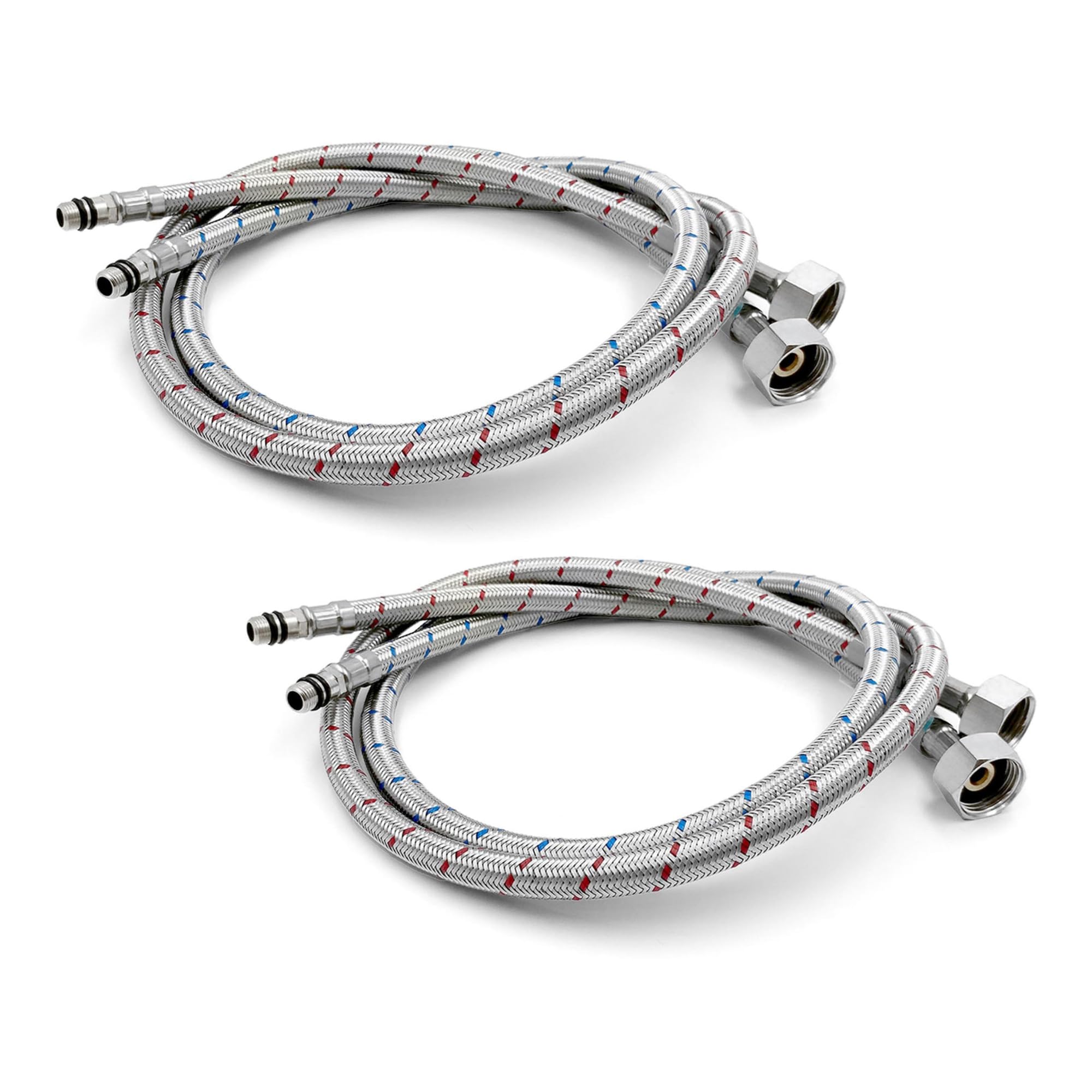 Xcel Home 4X M10 x1/2 Flexible Tap Connectors (900mm) | 10 Lengths | 2 Pairs of BSP Kitchen/Basin Monobloc Mixer Flexi Pipe Tails | Braided Stainless Steel