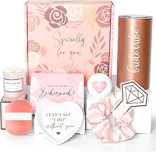 Frerdui 7 Pcs Bridesmaid Proposal Gifts Box - Bachelorette Party Gifts, Will You Be My Bridesmaid Box for Bridal Party, Bridesmaid Gifts for Wedding Day from Bride, 15 oz Bridesmaid Cup & More!