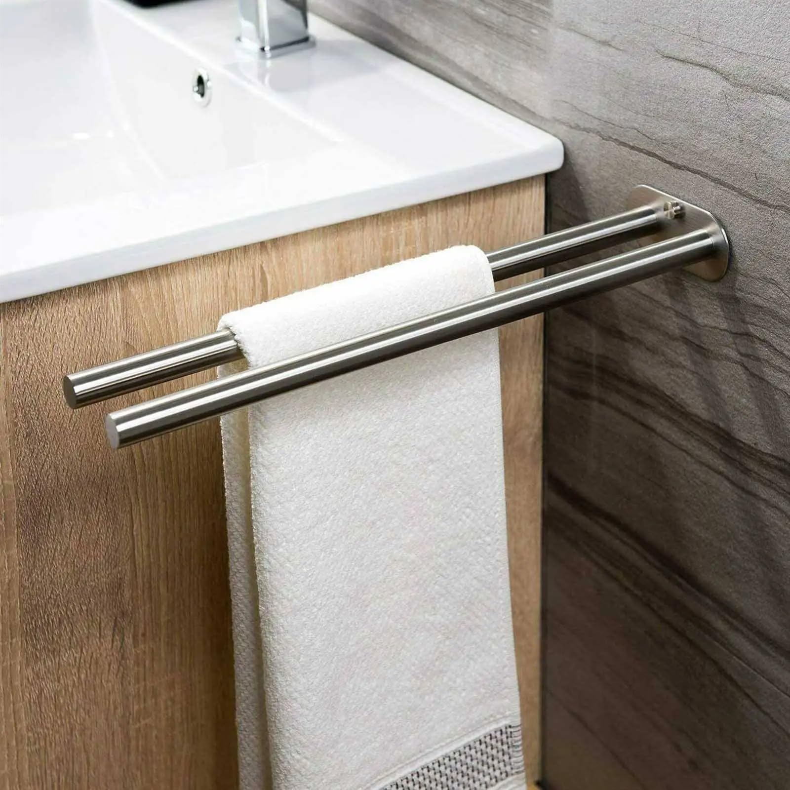 Toallero 40.2cm Towel Racks Bathroom Hardware Sliver 304 Stainless Steel Towel Holder Bathroom para BañO Y Cocina(Two)