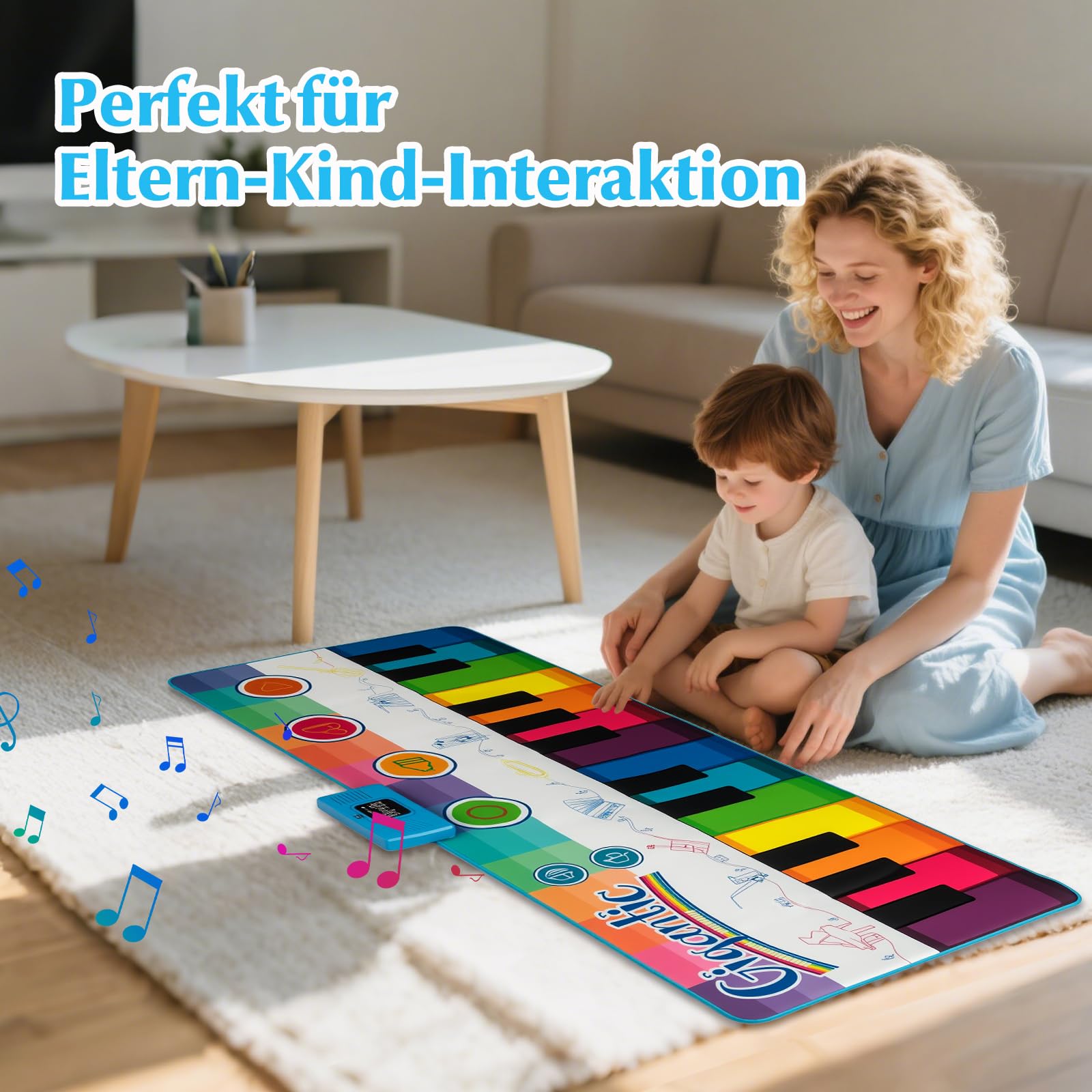 COSTWAY Musikmatte Kinder, Klaviermatte mit 8 Musikinstrumente, Keyboard Tanzmatte mit Aufnahme & Wiedergabefunktion, Spielzeug Geschenk für Kleinkinder Jungen Mädchen ab 1 Jahr (181 x 73 cm)