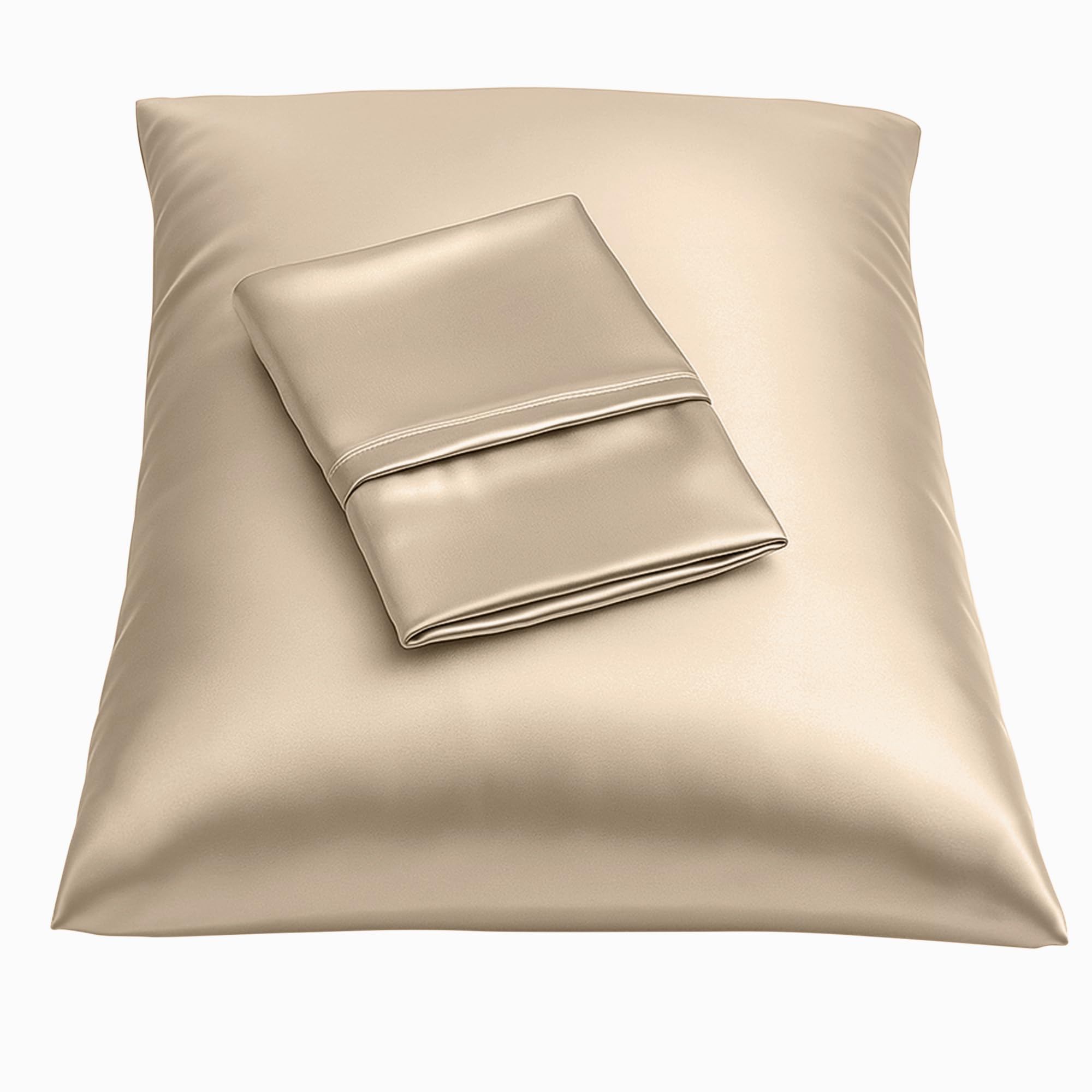 BLISSFORD Satin Pillowcase with Zipper, for Hair and Skin Care, Feels Soft and Cool Like a Silk Pillowcase, Satin Pillow Cases 2 Pack, Slik Pillow Cover, Taupe - King Size, Set of 2