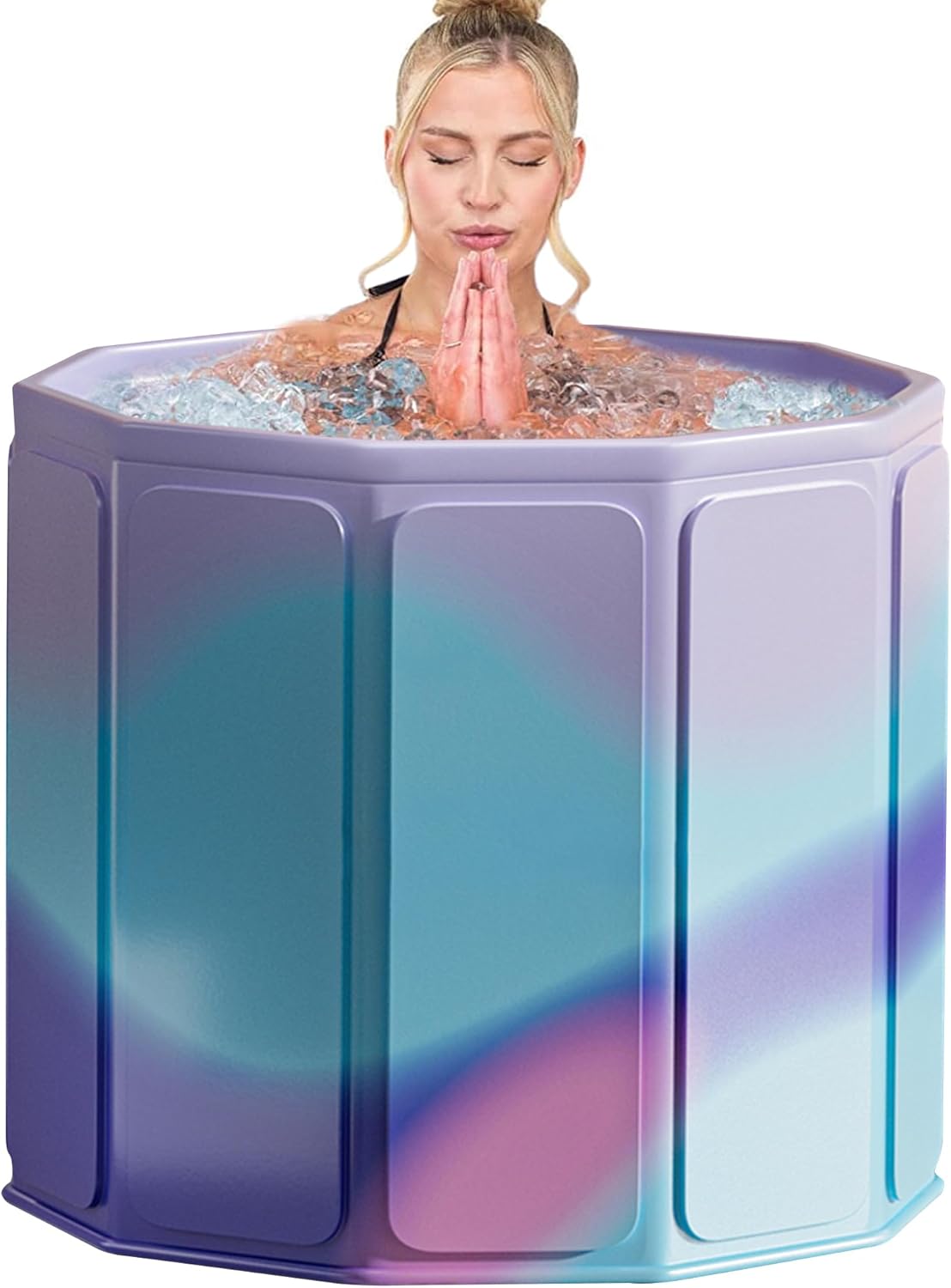 YYW 31.5in Large Capacity Hot & Cold Therapy Tub - Portable Foldable Soaking Bathtub with Thick Insulation for Home Shower/Outdoor Use, Quick Muscle Recovery, No Setup (Aurora violet)