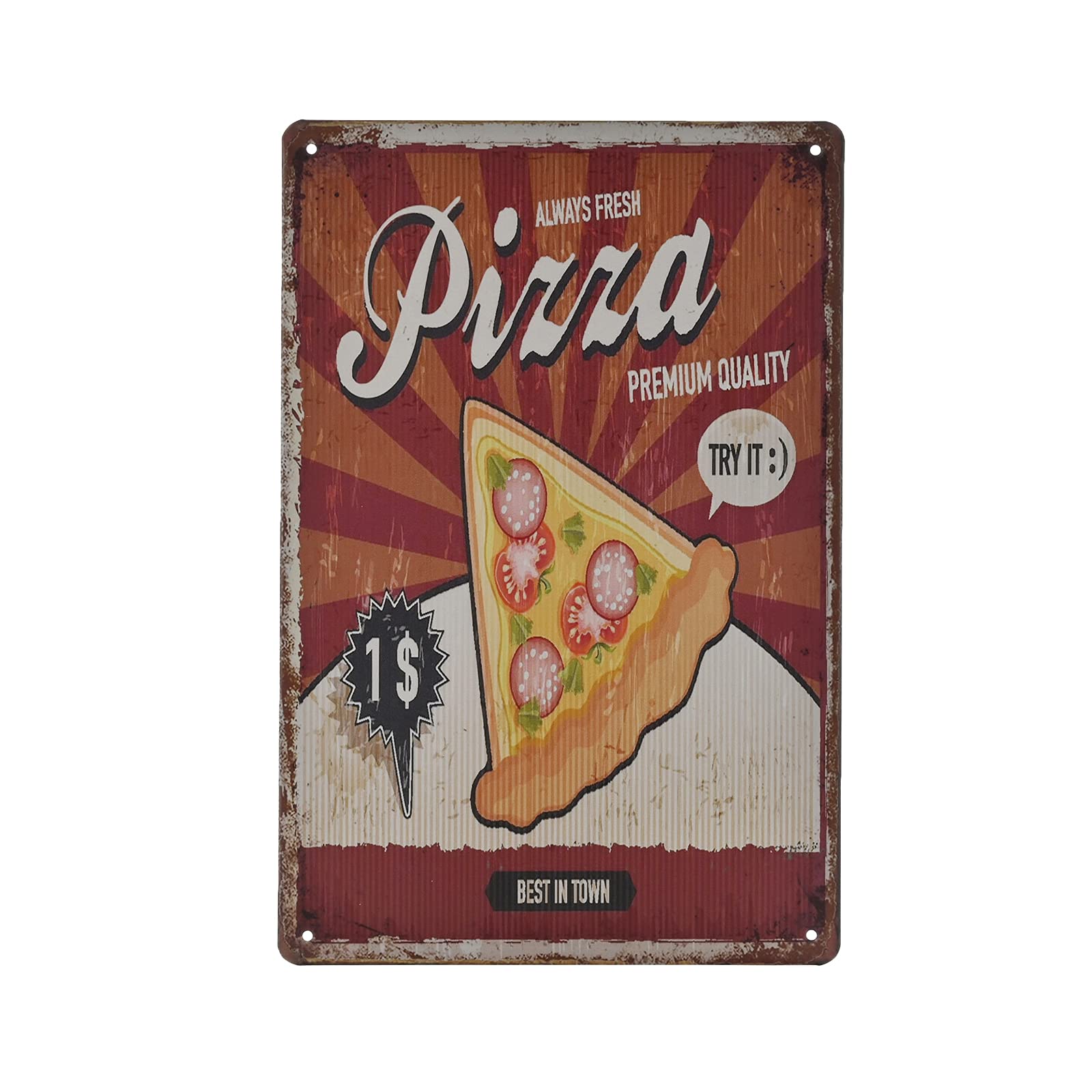 SMAZDFXX Vintage Metal Sign - Pizza Fast Food Shop Retro Tin Decorative Sign Wall Decor Metal Plate 5.5"x8"