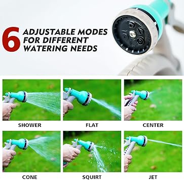 50FT Retractable Garden Hose Reel, Lightweight & Portable Hose Reel with 6 Patterns Spray Nozzle, Suitable for US Standard Hose Connection