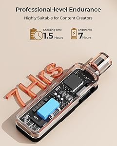 3-in-1 Microphone for iPhone, Android, iPad, Camera, Wireless Microphones, Mini Microphone, Lapel Mic with Noise Reduction, Crystal Clear Sound & 7H Battery for Recording, YouTube, Podcast, Vlogging