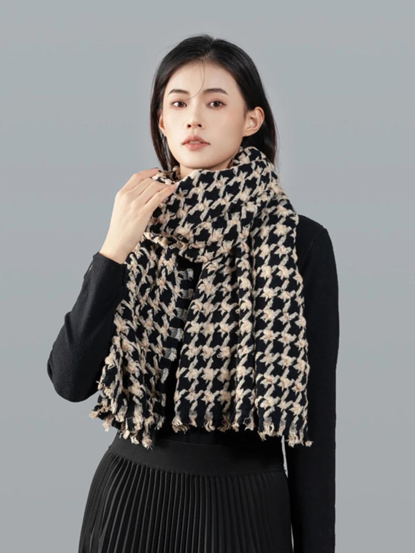 Schals Tücher Halstuch Scarf Frauen Schal Herbst Winter Vintage Hahnentritt Scarve Warm Femme Foulard Wrap Schal