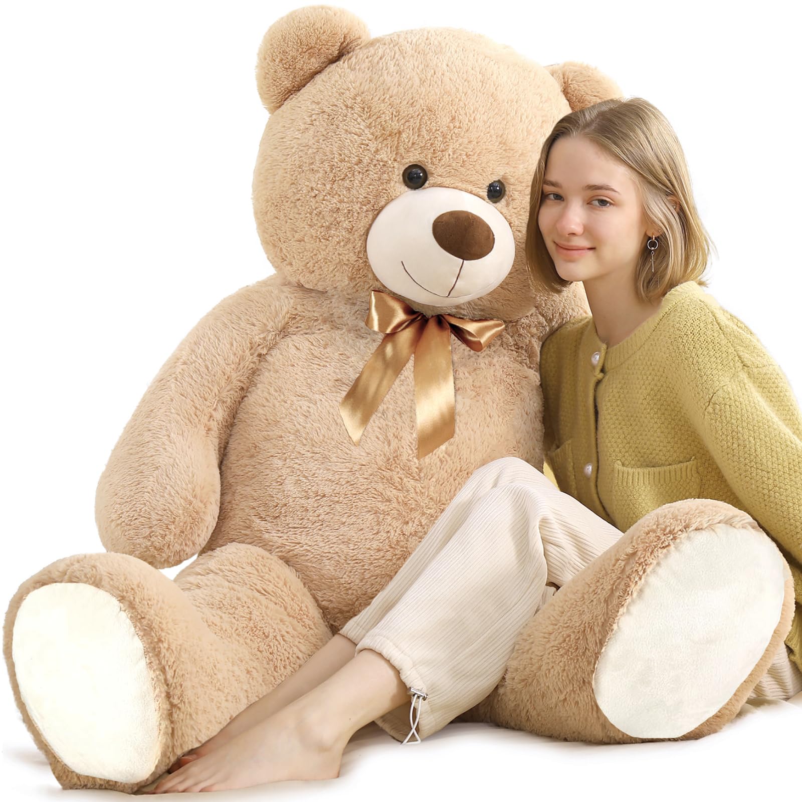 MaoGoLan 4ft Large Teddy Bear Giant Cream Teddy Bear, 47 inch Big Stuffed Animal Soft Plush for Kids Baby Shower Decorations, Cute Plush Toys for Girls Christmas Birthday Gift