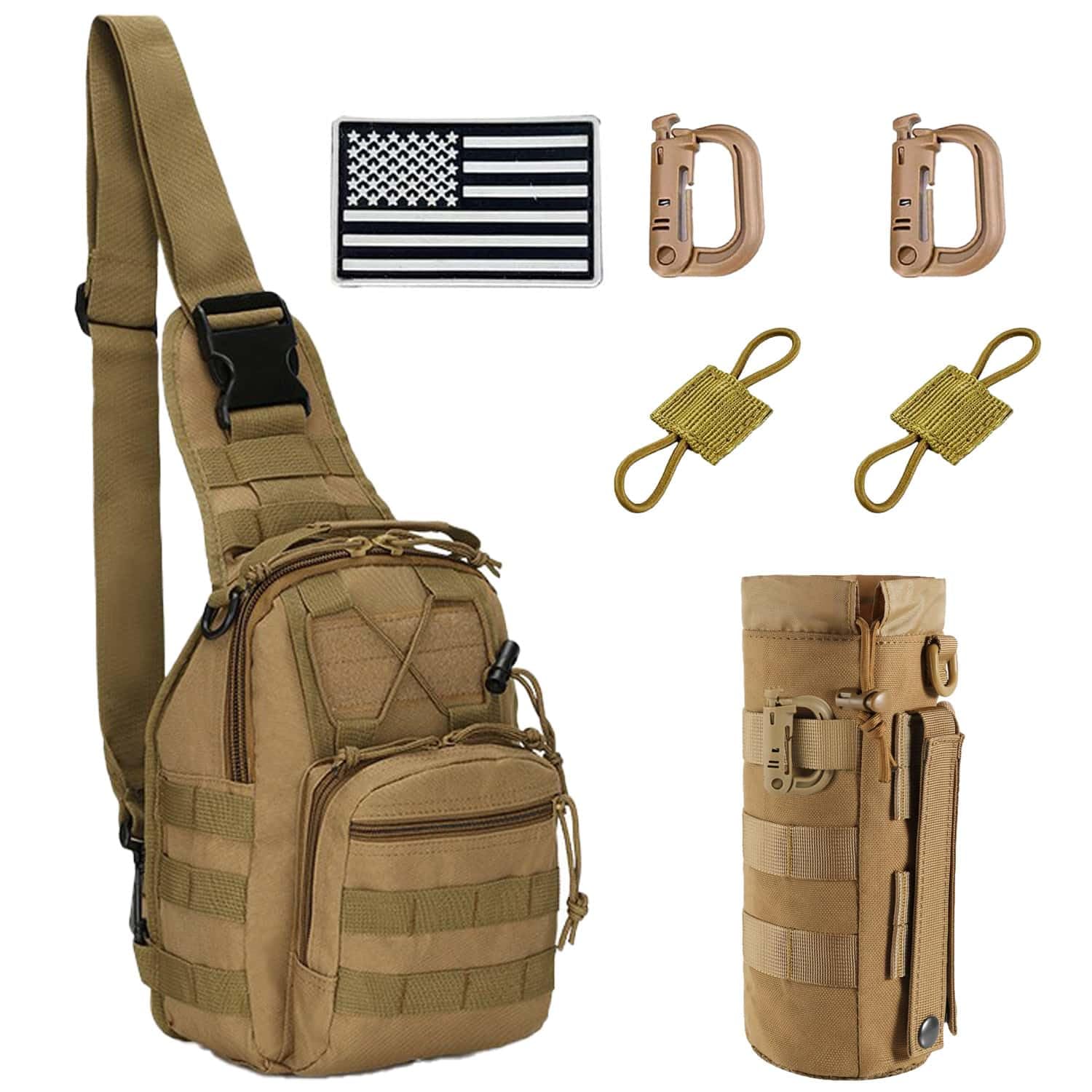 LUYEJKO Tactical Sling Bag for Men，Tactical Shoulder Bag，Small Tactical Bag for Men (Khaki)