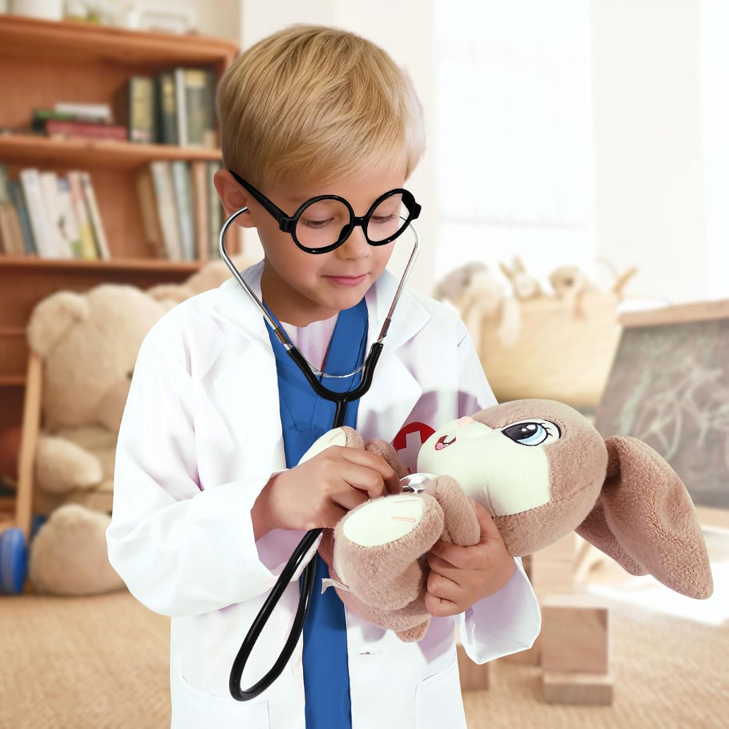 12 PCS Doctor Costume for Kids,Scrubs with Lab Coat/Nurse Costume Kids Set,Girls Boys Doctor Career Day Costumes - Image 2