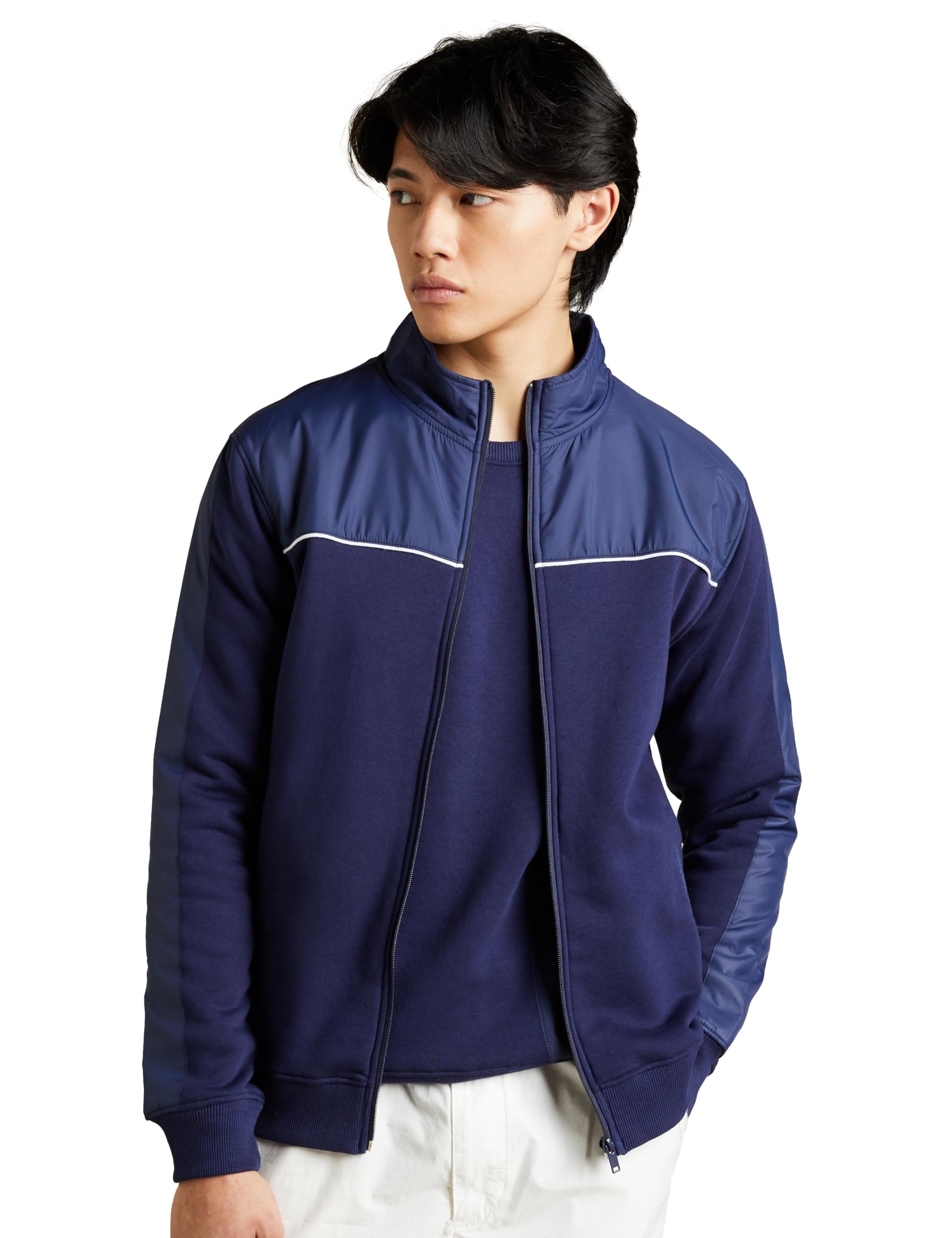 Men Cotton Rich Heavy Weight Mock Neck Sweatshirt (Regular Fit)