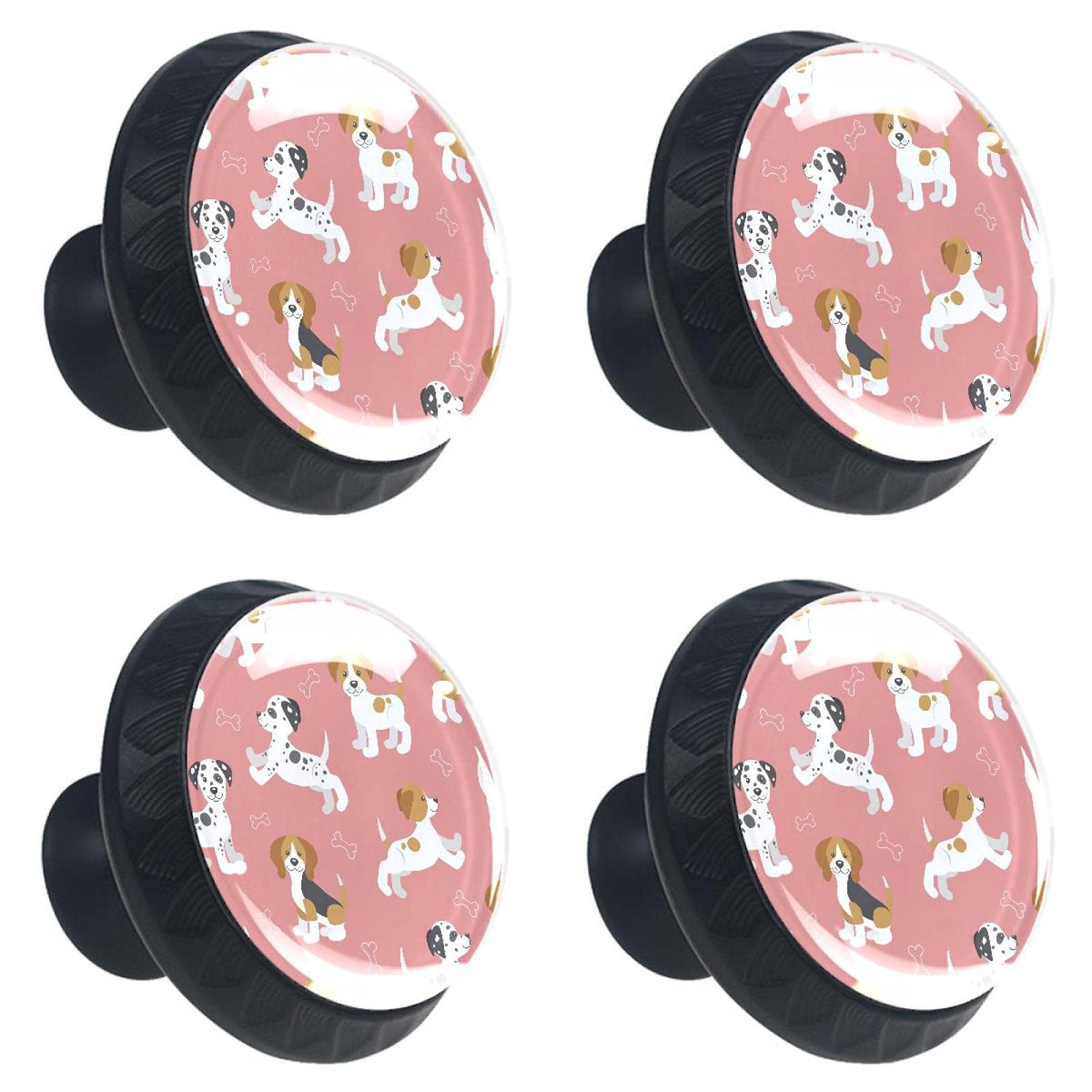 Boutons de tiroir en verre dalmatien 30mm x4 avec vis de fixation incluses