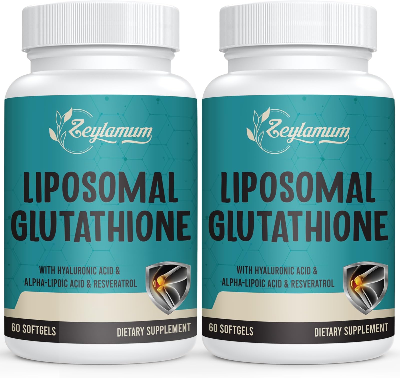 2400 MG Liposomal Glutathione Softgels, Max Absorption, Active Form L-Glutathione Reduced (GSH), with Hyaluronic Acid, Resveratrol, Master Antioxidants for Detox, Brain, Immune System, 120 Softgels