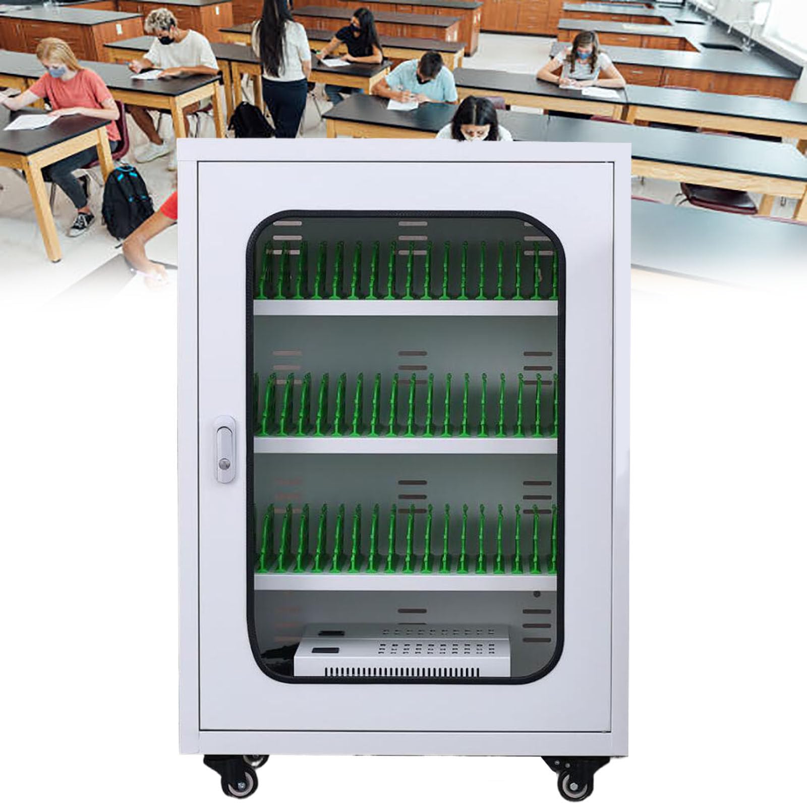 GTHTUHFD Rechargeable Mobile Phone Charging Cabinet, Multi-Slot Device Charging Station & Storage Cart, Portable Charging Locker For Students And Employees,60slots